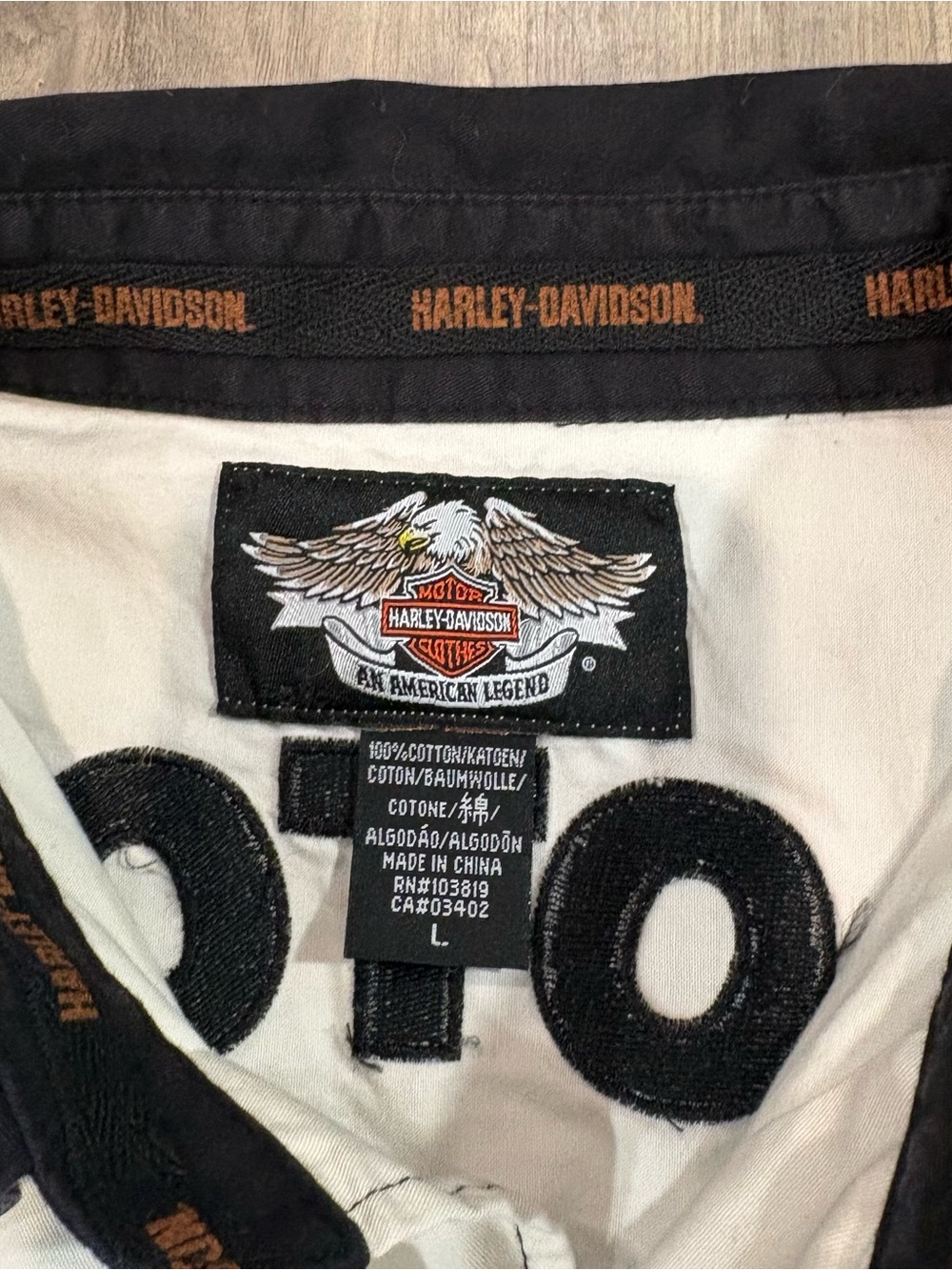 Harley-Davidson Men’s Black/ White 1903 Motorcycles Embroidered/ Patches SZ L - Picture 3 of 10